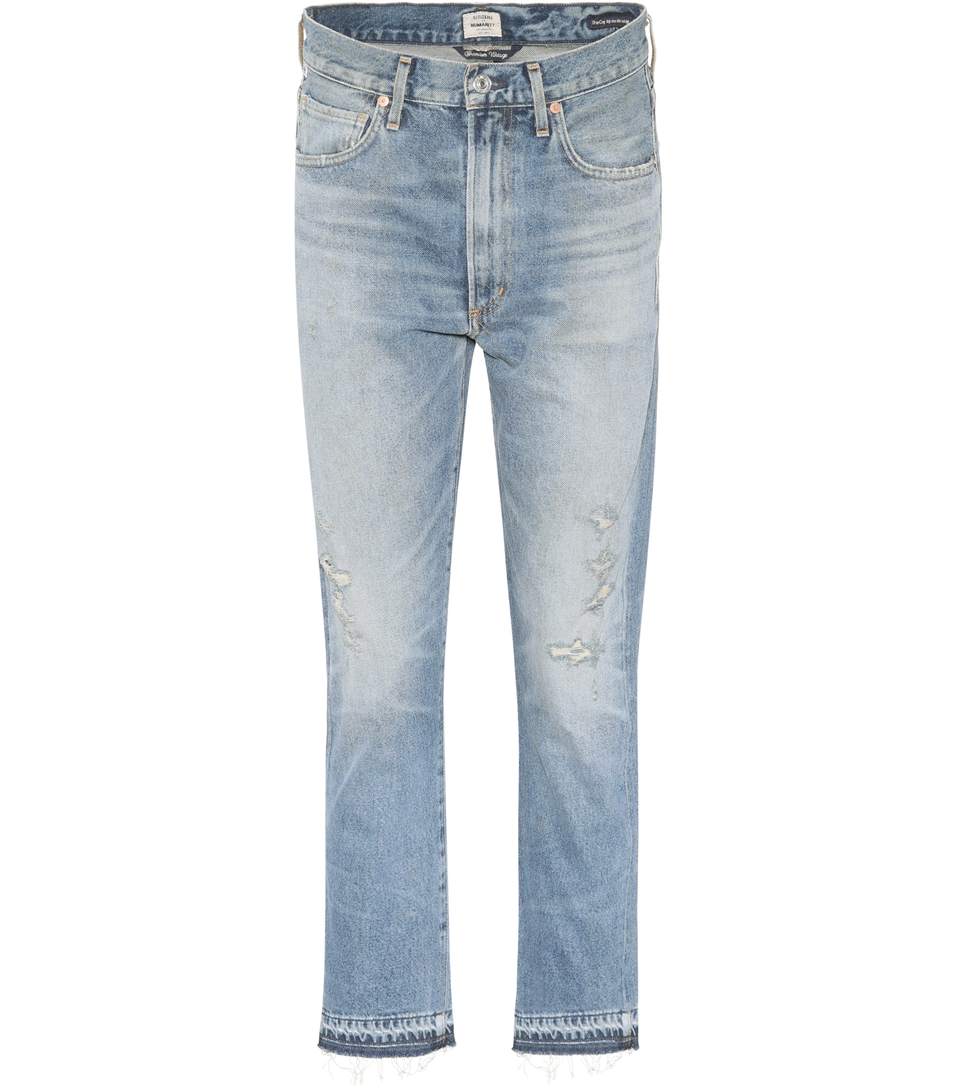 Citizens Of Humanity Dree High-Waisted Cropped Cotton Jeans In Blue ...
