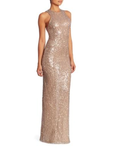 Shop Galvan Sequin Embellished Gown In Moonlight