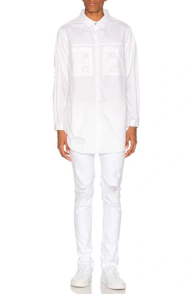 Shop Stampd Distressed Denim Shirt In White