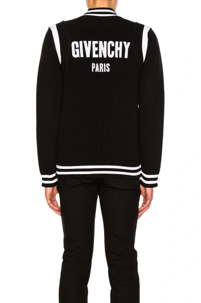 Shop Givenchy Logo Back Knit Bomber In Black