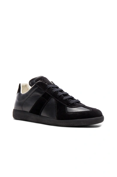 Maison Margiela Low Top Sneakers Featuring Suede Panels In Black
