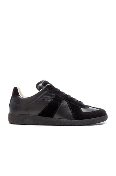 Maison Margiela Low Top Sneakers Featuring Suede Panels In Black