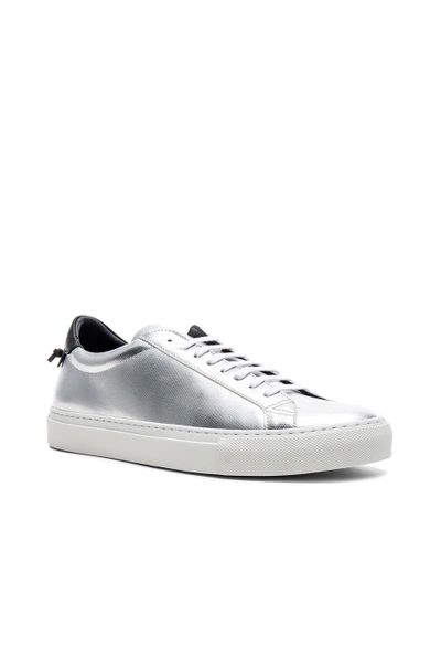 Shop Givenchy Leather Urban Tie Knot Sneakers In Metallics. In Silver
