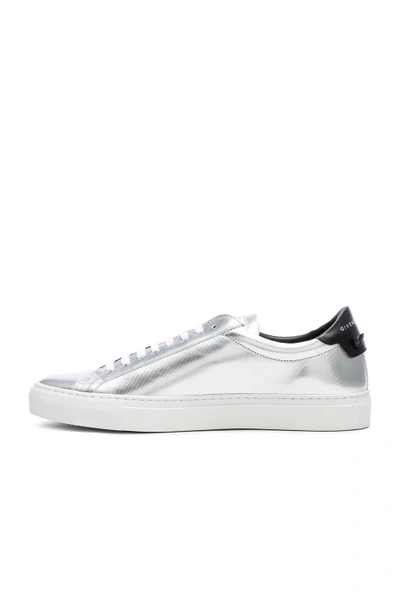 Shop Givenchy Leather Urban Tie Knot Sneakers In Metallics. In Silver