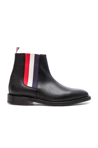 Shop Thom Browne Pebble Grain Leather Chelsea Boots In Black