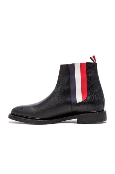 Shop Thom Browne Pebble Grain Leather Chelsea Boots In Black