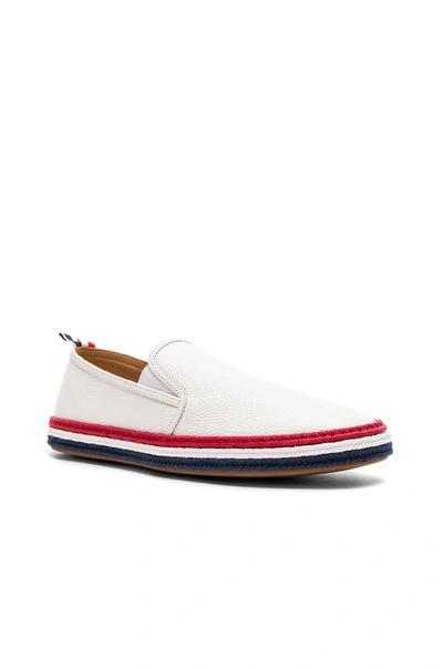 Shop Thom Browne Pebble Grain Leather Espadrilles In White