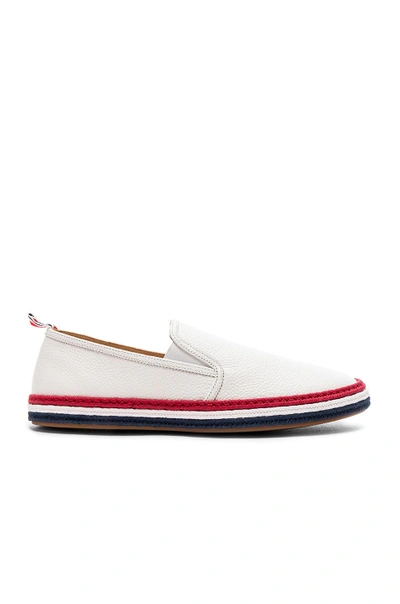Shop Thom Browne Pebble Grain Leather Espadrilles In White