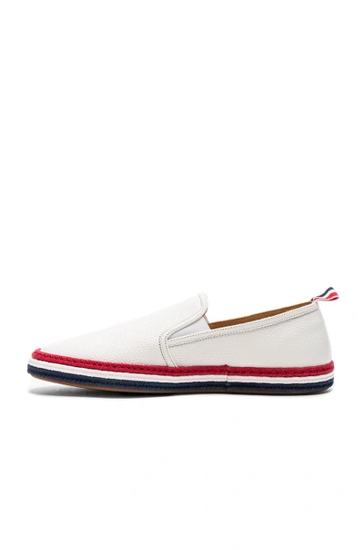 Shop Thom Browne Pebble Grain Leather Espadrilles In White