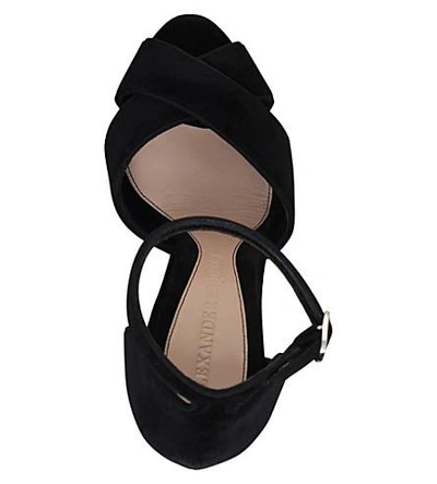 Shop Alexander Mcqueen Horn Suede Sandals In Black