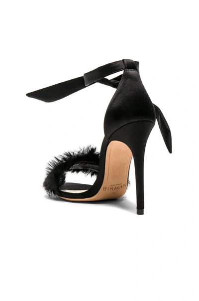 Shop Alexandre Birman Satin Clarita Rabbit Fur Heels In Black