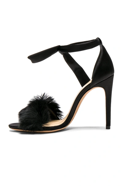 Shop Alexandre Birman Satin Clarita Rabbit Fur Heels In Black