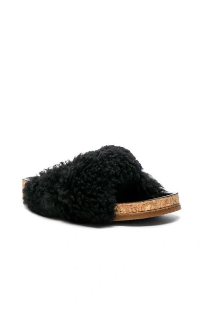 Shop Chloé Chloe Shearling Fur Kerenn Sandals In Black