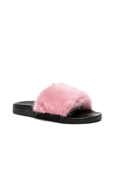 Shop Givenchy Mink Fur Slides In Pink