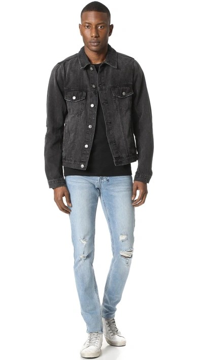 Shop Ksubi Classic Denim Jacket In Beaten Up Black