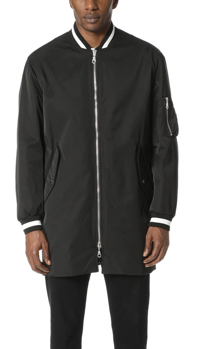Shop Kenzo Tech Cotton Long Bomber Jacket In Black