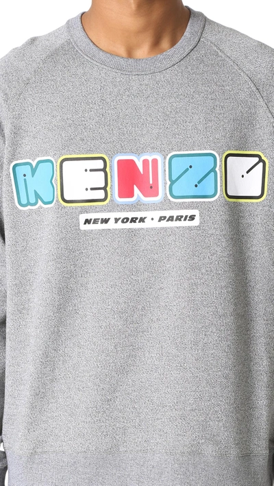 Shop Kenzo Melange Cotton Molleton Sweatshirt In Anthracite