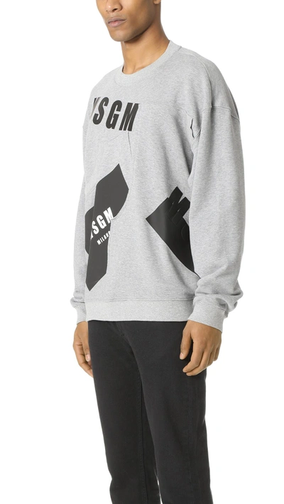 Shop Msgm Multi Patch Crew Neck Sweatshirt In Grey