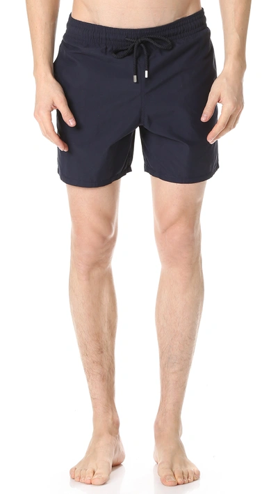 Shop Vilebrequin Moorea Classic Solid Trunks In Navy