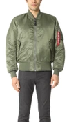 Alpha Industries Ma-1 Vf 59 Long Bomber Jacket Dark Green Nylon Bomber Jacket In Black