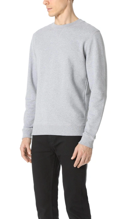 Shop Sunspel Crew Neck Sweatshirt In Grey Melange