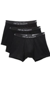 Emporio Armani 3 Pack Genuine Cotton Boxer Briefs In Black