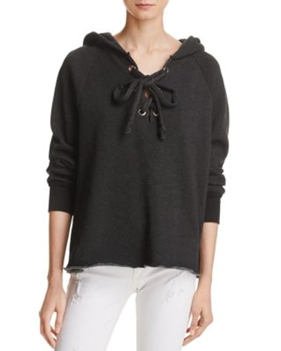 Shop Wildfox Hutton Lace-up Sweatshirt In Clean Black