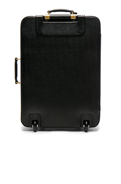 Shop Thom Browne Pebble Grain & Calf Leather Wheeled Travel Bag In Black