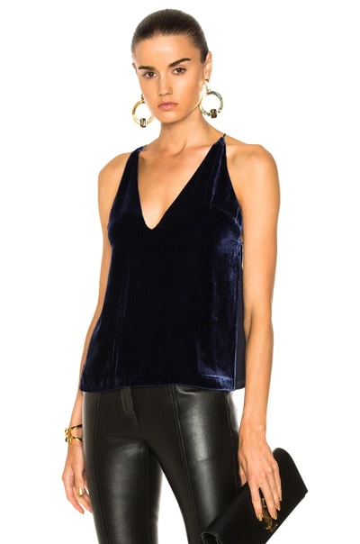 Shop Dion Lee Velvet Fine Line Cami Top In Blue