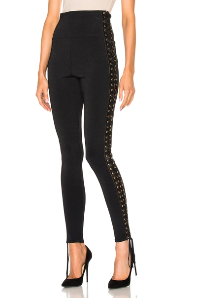 Alexandre Vauthier Lace Up Side Knit Pants In Black