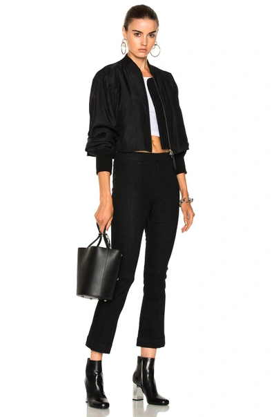 Shop Helmut Lang Pull On Crop Flare In Rinse Black