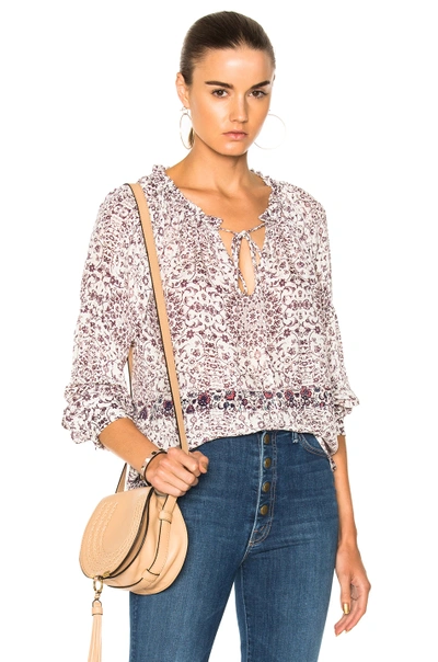 L Agence Crawford Top In Floral, Purple, White. In Ivory