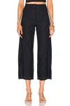 ALEXANDER WANG T COTTON BURLAP HIGH WAISTED CROPPED PANT IN BLUE, STRIPES.,403706S17