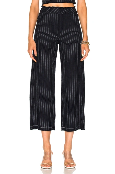 Shop Alexander Wang T Cotton Burlap High Waisted Cropped Pant In Blue, Stripes. In Navy & White Stripe