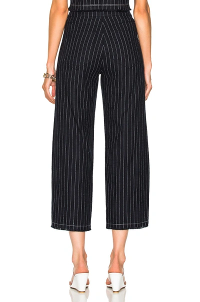 Shop Alexander Wang T Cotton Burlap High Waisted Cropped Pant In Blue, Stripes. In Navy & White Stripe