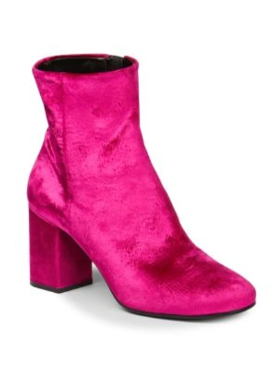 Shop Balenciaga Velvet Block Heel Booties In Rose Fuschia
