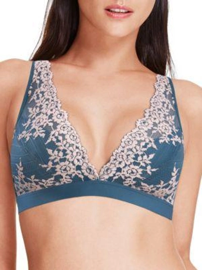 Shop Wacoal Embrace Lace Soft Cup Bra In Blue Ashes Soft Pink