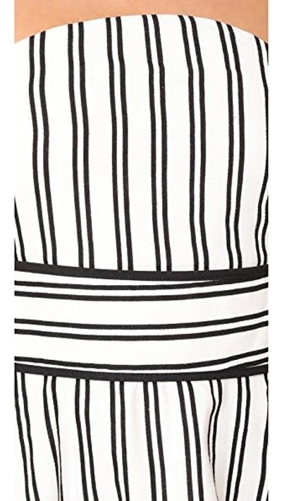 Shop Endless Rose Striped Off The Shoulder Bustier High Low Dress In Black/white Combo