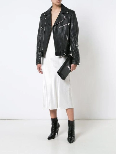 Shop Saint Laurent Kate Leather Clutch In Black