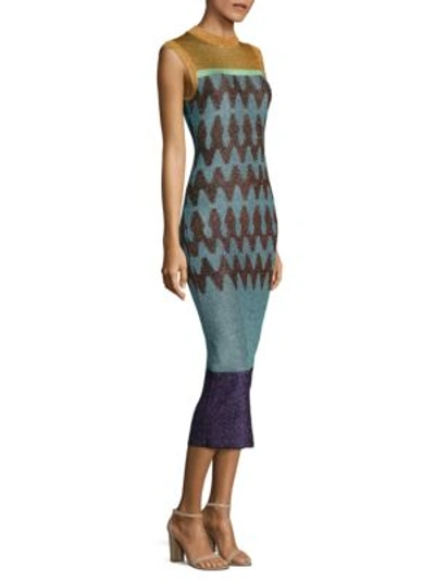 Shop Missoni Zig Zag Jacquard Dress In Turquoise