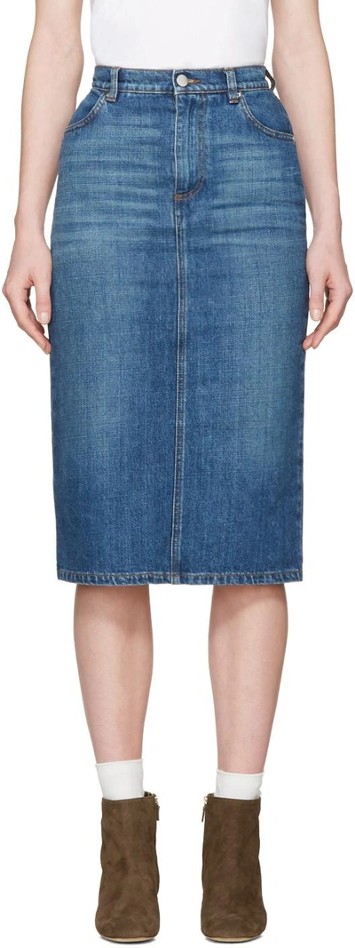 Shop Alexa Chung Blue Denim Midi Skirt