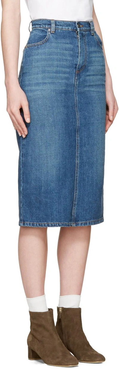 Shop Alexa Chung Blue Denim Midi Skirt