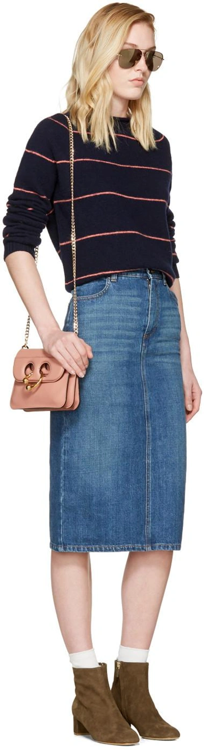 Shop Alexa Chung Blue Denim Midi Skirt