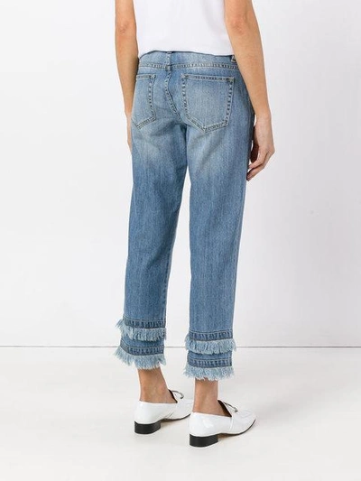 Shop Michael Michael Kors Raw Hem Cropped Jeans In Blue