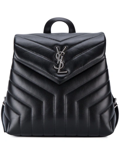 Shop Saint Laurent Small Monogram Leather Backpack In Black