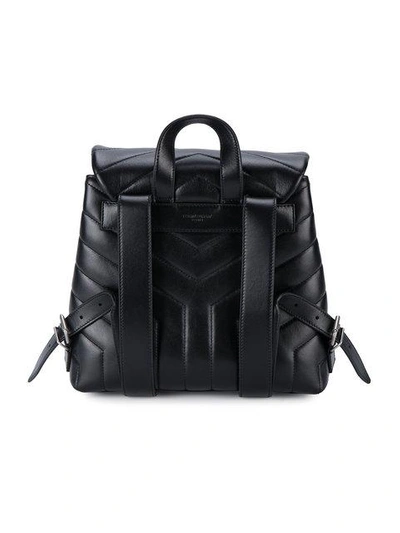 Shop Saint Laurent Small Monogram Leather Backpack In Black