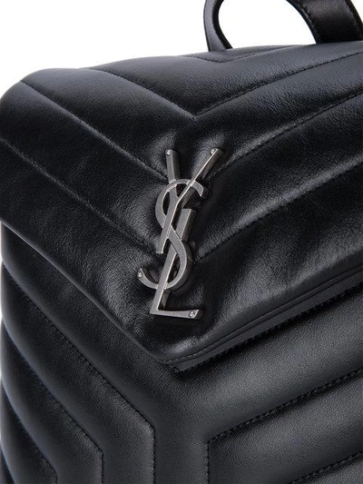 Shop Saint Laurent Small Monogram Leather Backpack In Black