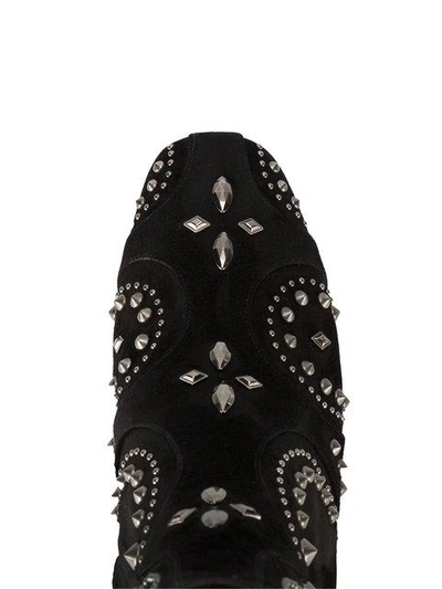 Shop Valentino Studded Flat Suede Ankle Boots