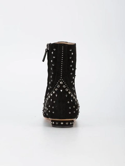 Shop Valentino Studded Flat Suede Ankle Boots