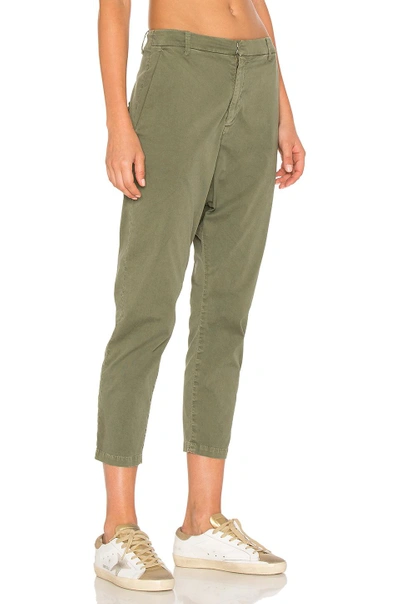 Nili Lotan Tel Aviv Cropped Stretch-cotton Twill Tapered Pants In Green